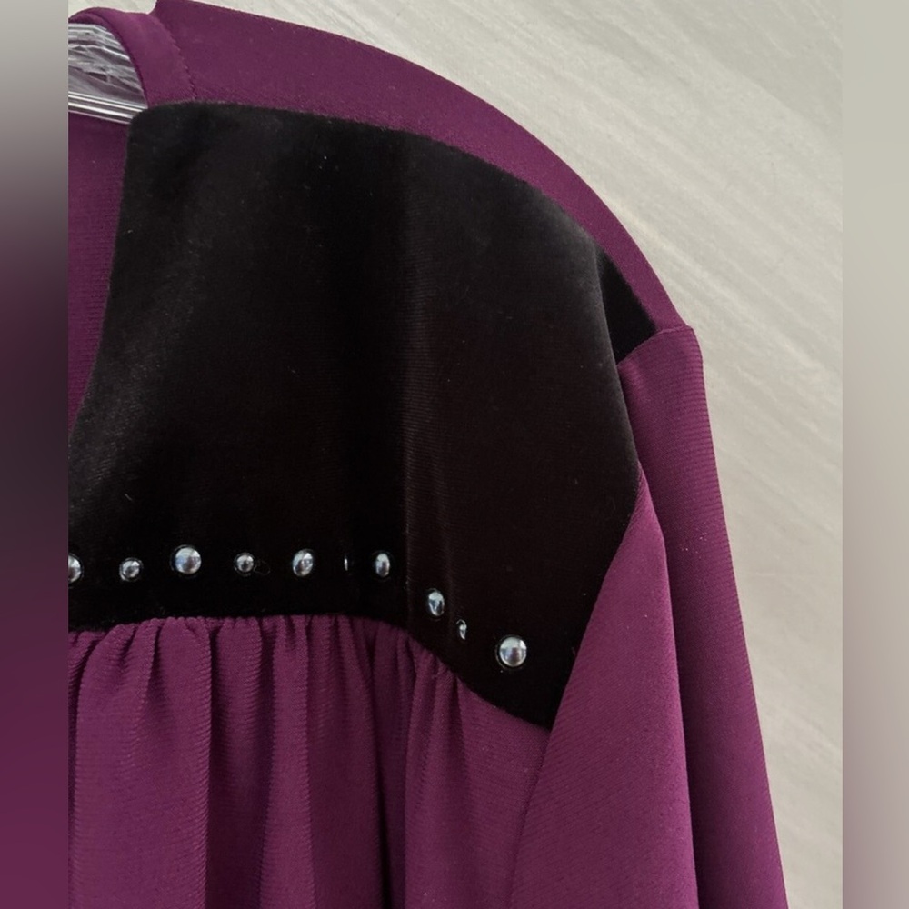 Rafaella Purple Blouse with Black Velvet Accents - Picture 5 of 8